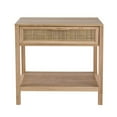 thumbnail image 2 of Tia 22 Inch Accent Side Table, Pine, Woven Rattan, 1 Drawer, Natural Brown, Saltoro Sherpi, 2 of 5