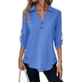 thumbnail image 1 of Blusa tipo túnica TICTICMISS para mujer, manga 3/4, cuello en V, azul, 1 of 6