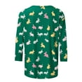 thumbnail image 5 of Cavosen Happy Easter Womens 3/4 Length Sleeve Blouses Summer Bunny Print Pullover Shirts Round Neck Holiday Tops Vacation Festival Tee Shirts Casual Dressy T Shirts Green L, 5 of 5