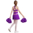 thumbnail image 2 of Aislor Robe de Cheerleading Imprimée pour Filles avec Pompons Fleurs Violettes 12, 2 of 7
