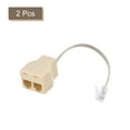 thumbnail image 3 of Uxcell Phone Jack Splitter 6P4C 2 Way Socket Adapter Telephone Line Splitter with Telephone Extension Cord 2 Pack, 3 of 5