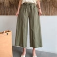 thumbnail image 2 of YOTMKGDO Bell Bottoms Women Solid Casual Pocket Elastic Waist Belt Loose Pants Cropped Pants Wide Leg Pants Slacks for Women Army Green 2XL, 2 of 7