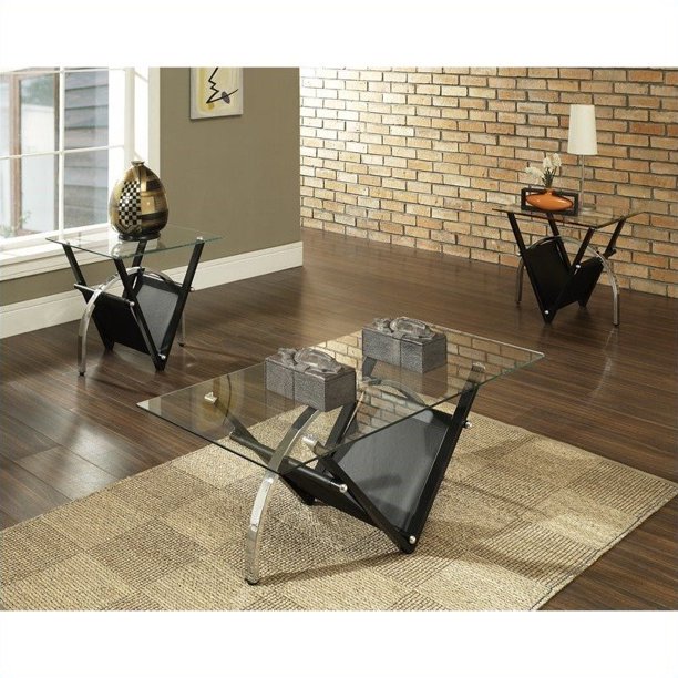 Steve Silver Company Tribecca 3 Piece Coffee Table Set In Black Walmart Com Walmart Com