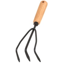 Tempered Steel Hand Cultivator with Wood Handle, 11 Inch Garden Tool for Loosening Soil, Weeding, and Planting, Brown