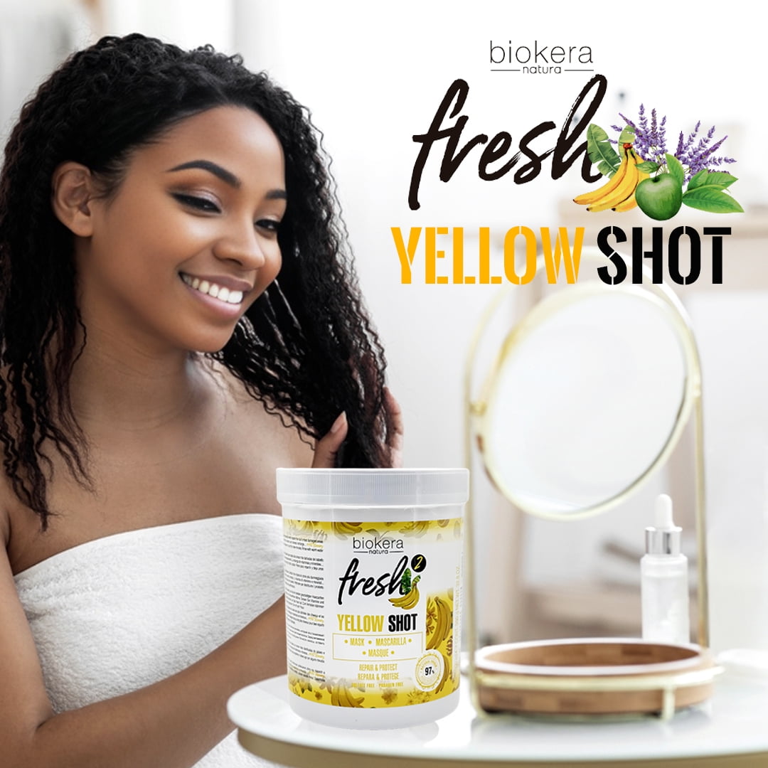 Express Beauty Hair Mask Salerm Biokera Natura Fresh Yellow Shot Mask for Repair and Protect - 32.8 oz