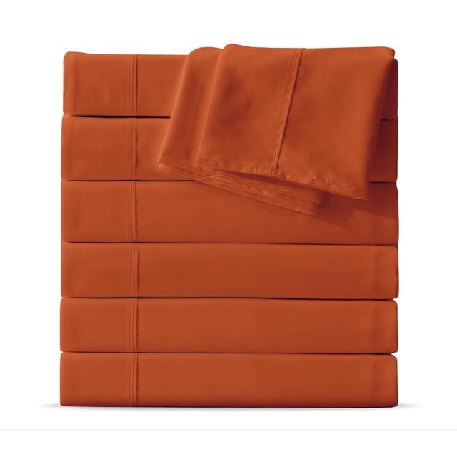 Paquete de 6 Sábanas Planas Maple&Stone tamaño Queen color Naranja Quemado