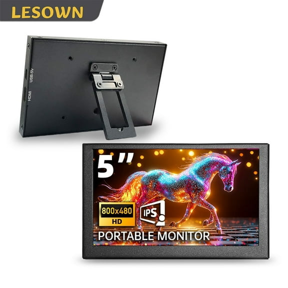 5 Inch IPS Mini Portable Screen HD 800x480 Laptop LCD Monitor Secondary Display Full View Angle HDMI & USB PC Case Monitoring for Raspberry Pi AIDA64 DIY