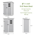 thumbnail image 5 of Patiowell 5x3 Plastic Shed for Outdoor Storage, Resin Outdoor Storage Shed-Perfect to Store Patio Furniture, Grey & White, 5 of 8