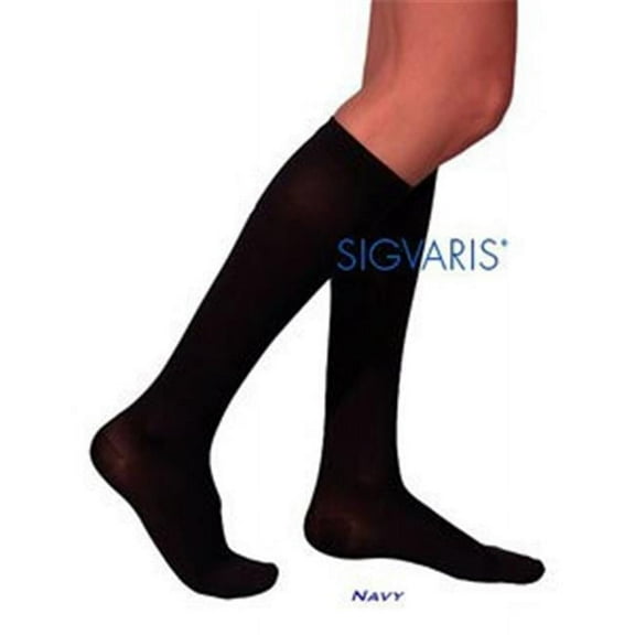 Sigvaris Essential 233 Cotton Women's 30-40 Closed Toe Knee High Compression Stockings Navy LS Short