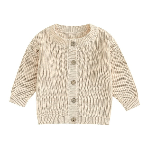 Musuos Baby Girls Knit Cardigan 3 6 12 18M Cute Long Sleeve Round Neck Solid Color Button Down Sweater Fall Tops