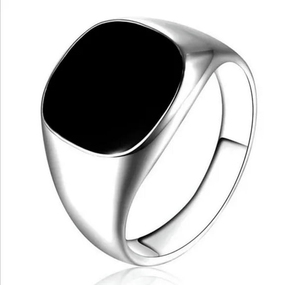18ct Gold Filled Black Onyx Mens Womens Signet Wedding Band Pinky Ring Size 7-12