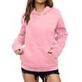 thumbnail image 3 of Hoodies for Women Solid Long Sleeve Pocket 2025 Winter Clothes Pink S, 3 of 8
