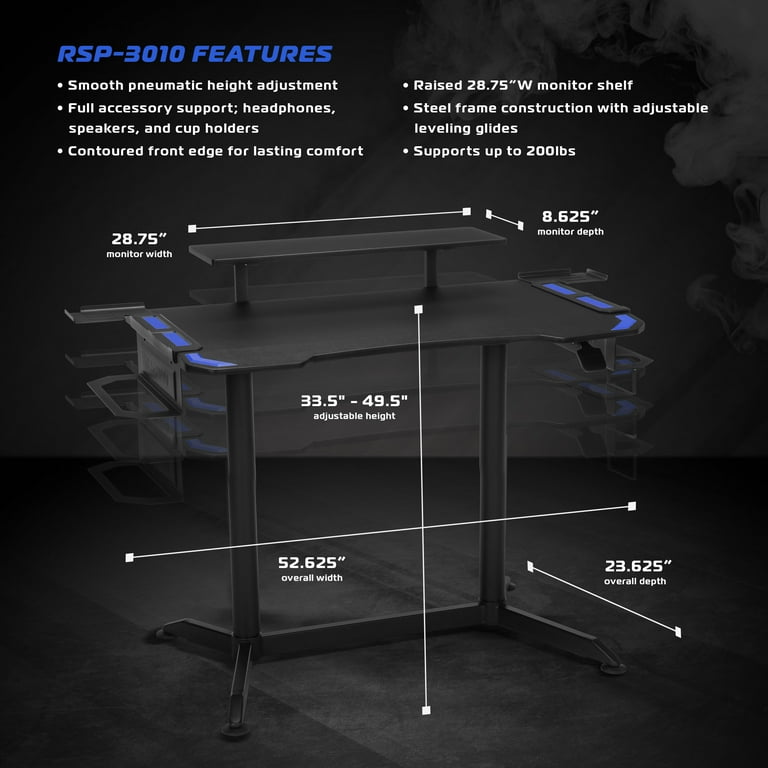 RESPAWN 3010 Ergonomic Gaming Desk Blue RSP 3010 BLU