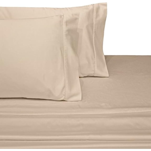 Un-Attached Waterbed Sheet Set, 100% Cotton -Solid Beige, California King Size- 600TC, Soft Waterbed Sheets