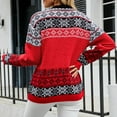 thumbnail image 4 of IROINNID Ugly Sweater for Women Christmas Reindeer Funny Print Warm Holiday Xmas Party Pullover Fleece Sweater,Red, 4 of 7