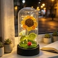 thumbnail image 6 of Handmade Crochet Flower Night Light, LED Knitted Flower Lamp Dome, Warm Glow Bedroom Desktop Decor Gift For Women Mom Girls Birthday, 5.12x2.76x2.76 Inch, 6 of 7