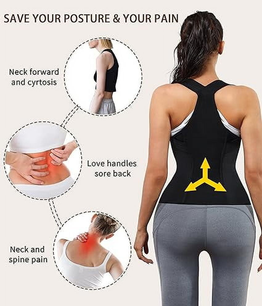 Women Back Braces Posture Corrector Waist Trainer Vest Tummy Control Body Shapers for Spinal Neck Shoulder and Upper Back Support (M, Black)