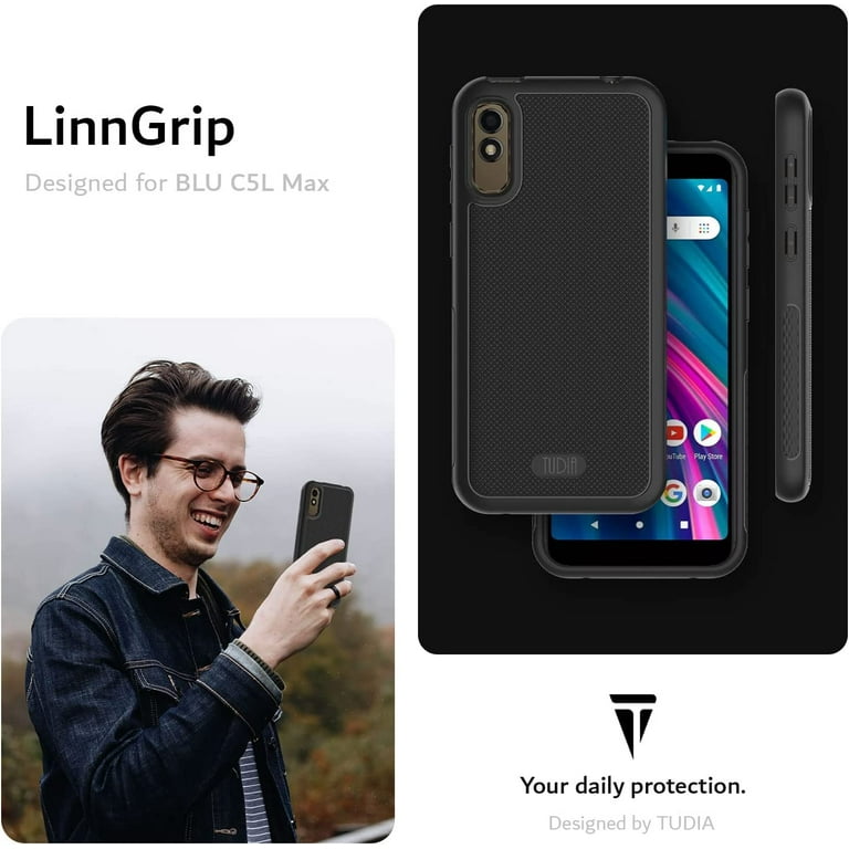 Phone Case for BLU C5L Max Phone TUDIA LINNGrip Shockproof Lightweight Non Slip Soft TPU Ultra Slim Protection case cover Black