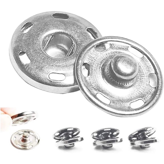 Sliver Sew-On Snaps, Size 3/4" 19mm, 50 Sets