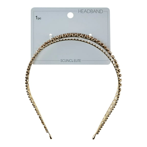 Scunci Elite Triple-Strand Gold Rhinestone Metal Headband, 1-Piece