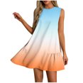 thumbnail image 3 of Sentmoon Robe Brunch Été 2026 Mode Urbaine Couleur Dégradée Col Rond Robe Soleil pour Femme Plissée Respirante Coupe Régulière pour Affaires et Décontracté Orange G, 3 of 8