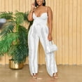 thumbnail image 4 of Summer Two Piece Sets for Women Women Spring Outfit Clothing Set Female Round Neck Sleeveless Tops Pants Sets Casual Pant Style S_397 Women's Tracksuits White M, 4 of 6