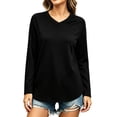 thumbnail image 6 of Tqcoqu Women's Solid V Neck Raglan Long Sleeve Tunic Tops,Curved Hem Loose Soft Casual Basic Shirts For Fall Layering,Black Women's S-XXL, 6 of 6