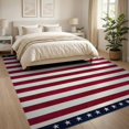thumbnail image 3 of ODIKA 8'x10' Washable Area Rug Non-Slip Chair-Friendly Mat July Patriotic Stars Stripes Independence Fourth Reinforced Flannel for Dining Room, Large Office, Lounge, 3 of 7