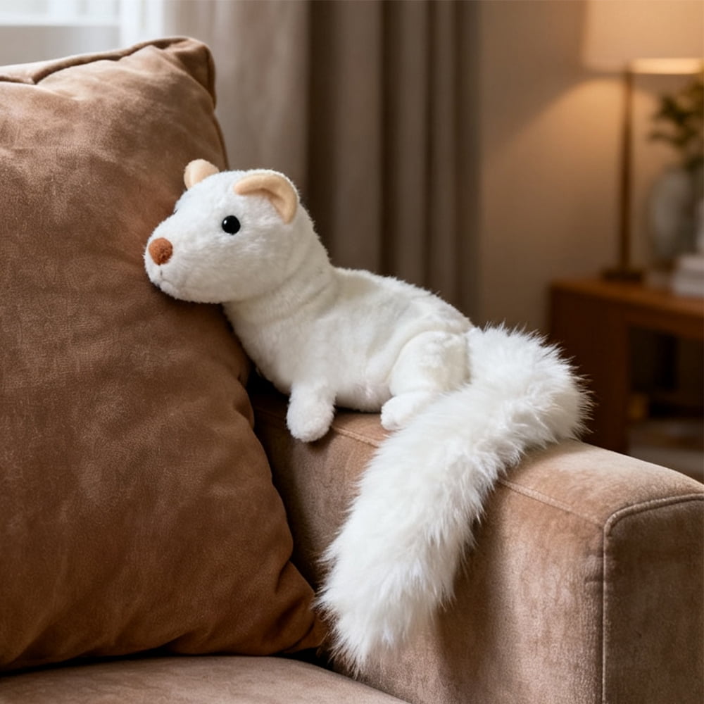 48cm Squeaky Ferret-Shaped Pet Toy, Double-Layer Stuffing-Free Plush Chew Toy for Dogs & Cats, Built-in Airbag Interactive Bite Toy for All Pet Sizes