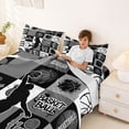 thumbnail image 3 of Castle Fairy Basketball Theme Collage Bed Sheets 4-Piece, Sport Geometric Grid Full Size Sheets, Black Gray,1 Fitted Sheet, 1 Flat Sheet and 2 Pillowcases, 3 of 6