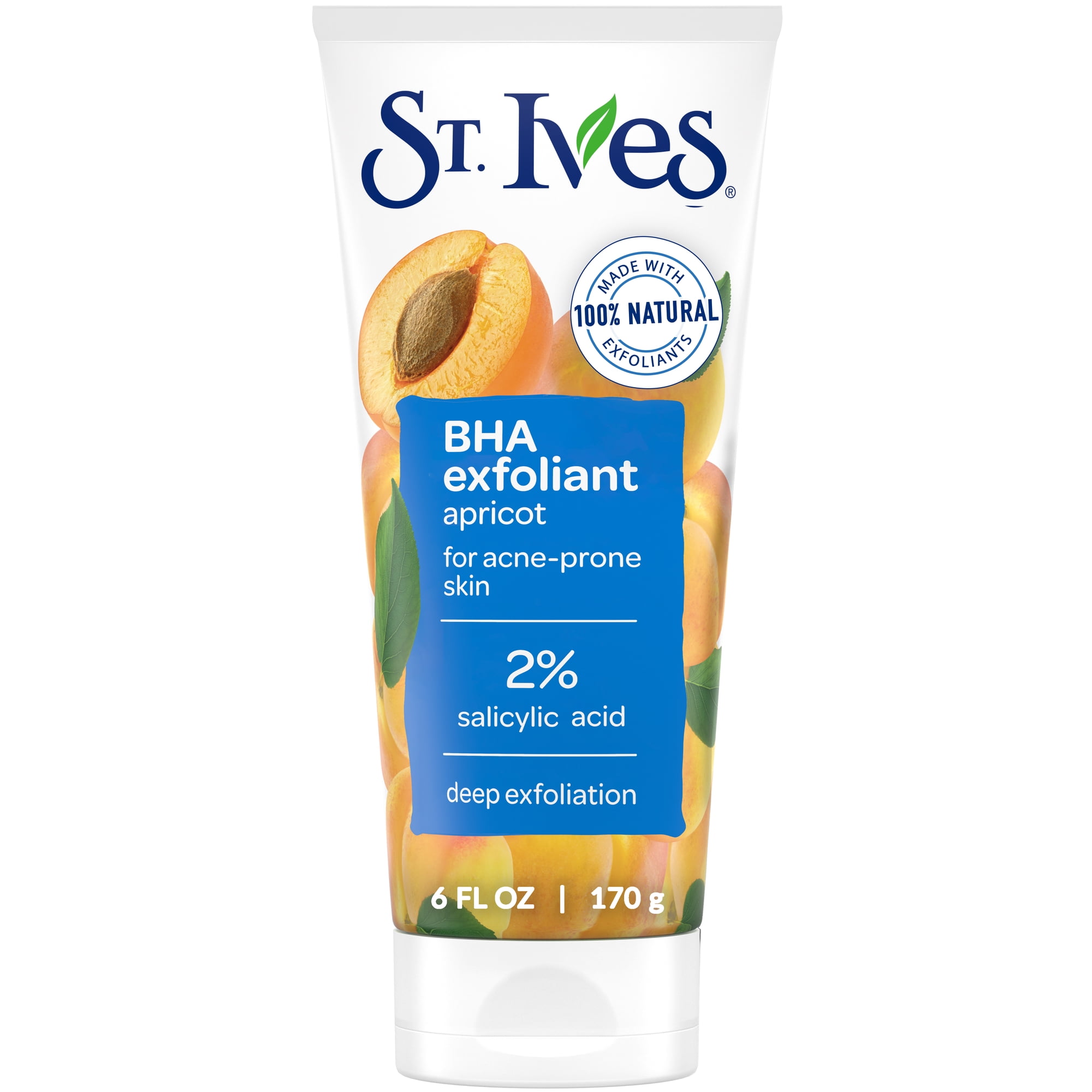 St. Ives BHA Apricot Face Scrub, Facial Exfoliant for Acne Prone Skin, 6oz