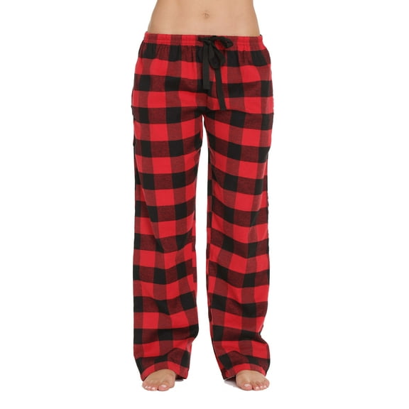 #followme Buffalo Plaid Flannel Pajama Pants for Women with Pockets (Red - Buffalo Plaid, X-Small)