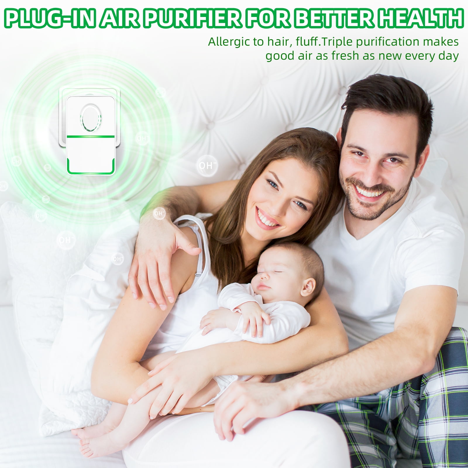 JahyShow Plug in Air Purifier, 4 Pack Air Ionizers for Home Portable Negative Ion Air Purifier for Bedroom, Office, Kitchen