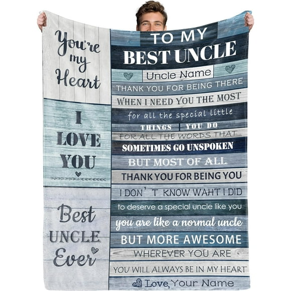 LHSHID Custom Uncle Blanket Personalized Uncle Gifts from Niece Nephew Best Gifts for Uncle Birthday Fathers Day to My Best Uncle Super Soft Flannel Warm Throw Blanket for Couch Bed