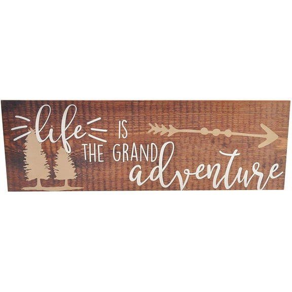 Life Is The Grand Adventure Rustic Wood Farmhouse Wall Sign 6x18