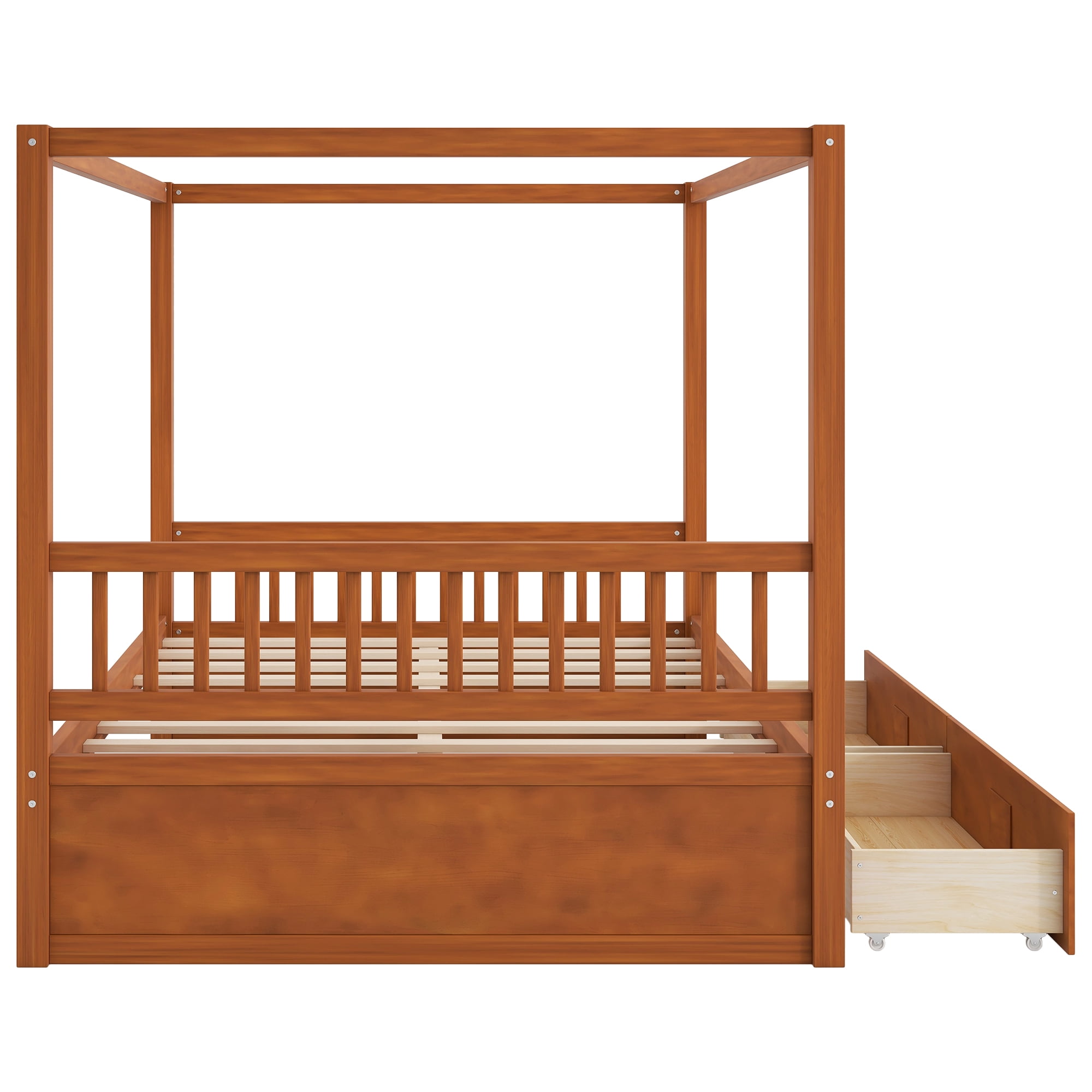 Queen Size Canopy Bed with 2 Storage Drawers