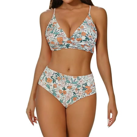 Divhosrg High Waisted Swimsuits for Women  Bikini Sets for Women Cheeky Bottoms  Bathing Suit for Women 2 Piece  Womens Swimwear Two Piece  Multicolor Swimsuits for Women 2025 XL
