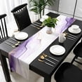 thumbnail image 3 of Marble Purple Table Runner 90 Inches Long, Gold White Modern Gradient Ocean Ripple Kitchen Coffee Dining Table Decoration for Home Party Birthday Wedding Home Decor 13x90 Inches, 3 of 8
