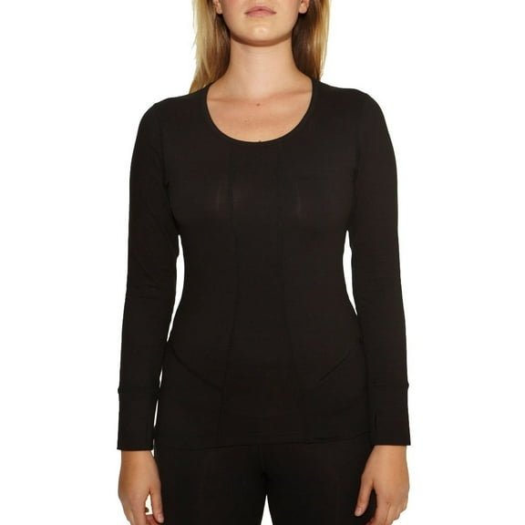 Terramar Women's Hottotties Thermolator Cloud Nine Scoop Top, Black, XLarge