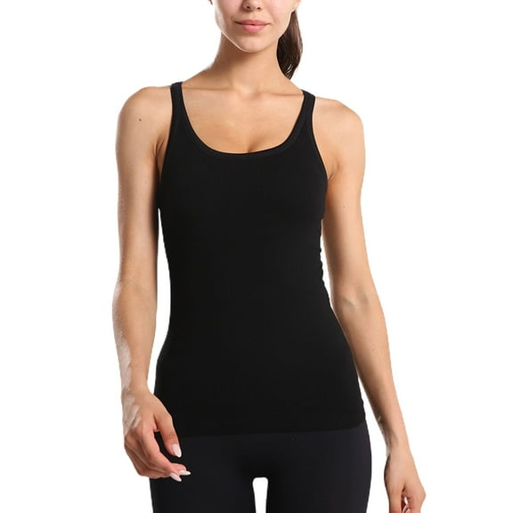 SWSMCLT Women's Tank Top Workout Fitted Summer Spring Vest Backless Yoga Fall Sleeveless Running Soft Top Black Medium