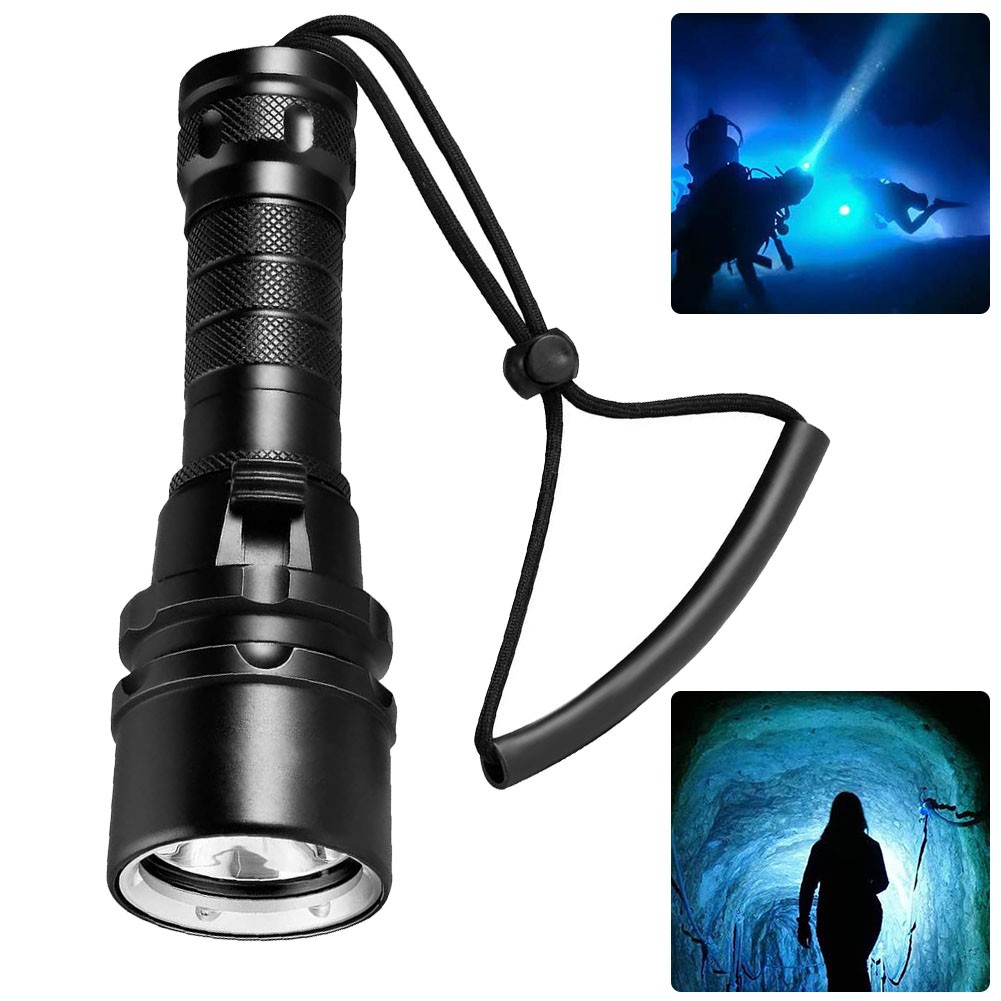 Sportact Diving Flashlight Torch L2 LED Light Waterproof 50M Deep Underwater Lamp,Scuba Gear,Snorkeling Gear For Adults,Surfing