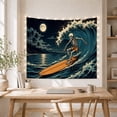 thumbnail image 5 of Ocean Waves Full with Human Skeleton Dynamic Surfing, Mystical Fantasy for Space Lovers, Galaxy Room Decor, Housewarming Gift, Tapestry Wall Hanging for Bedroom and Dorm, 5 of 7