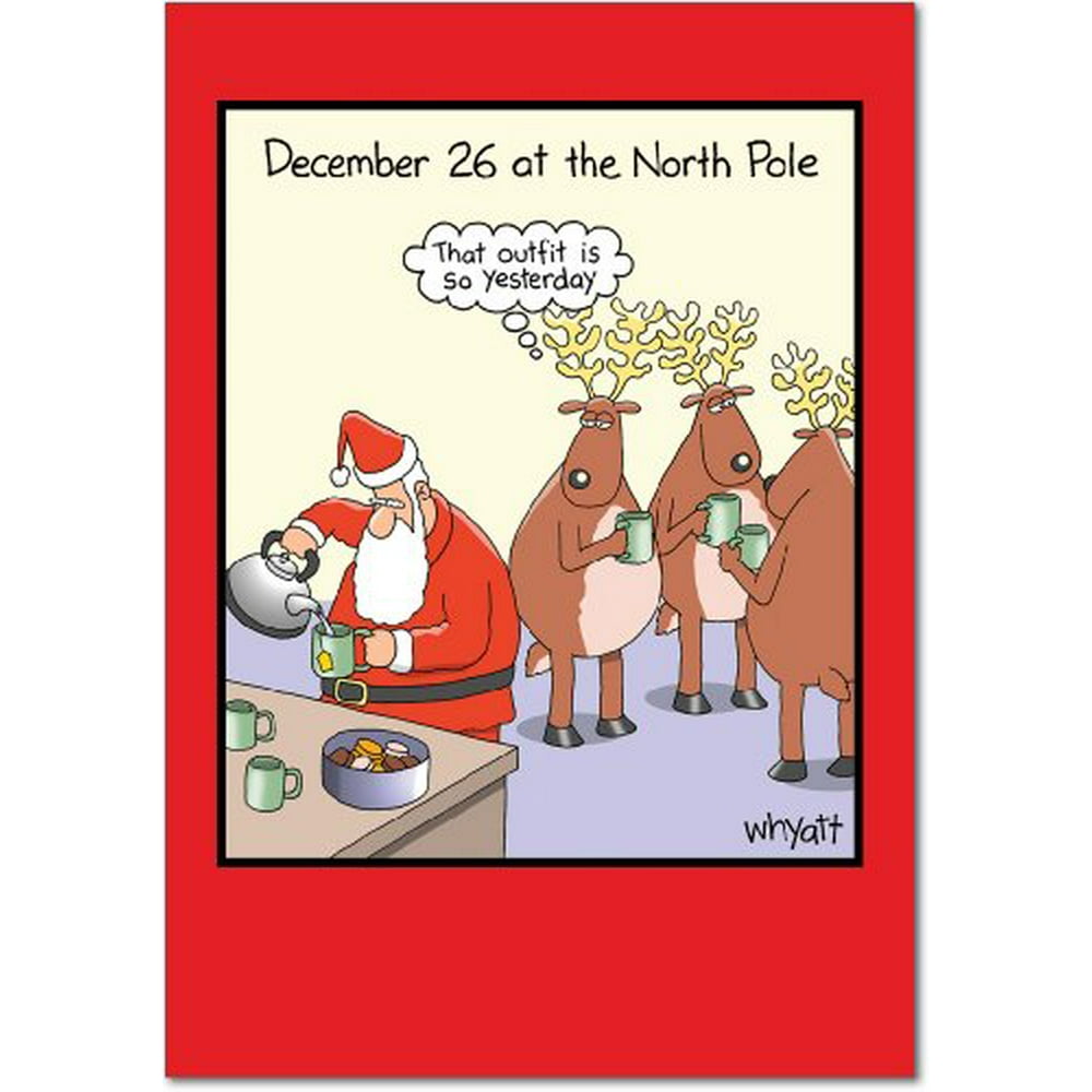 B1666 December 2Yesterday Tim Whyatt Cartoon' Box Set of 12 Humor Merry