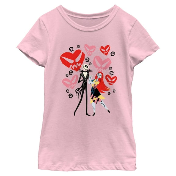 Girl's The Nightmare Before Christmas Jack and Sally Love Graphic T-Shirt