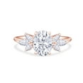 thumbnail image 2 of AFFY 3.33 CT Center 10X8MM Oval, Marquise & Round Cut Moissanite Diamond Marquise Cluster Wedding Bridal Ring Set In 14K Solid Rose Gold-4, 2 of 5