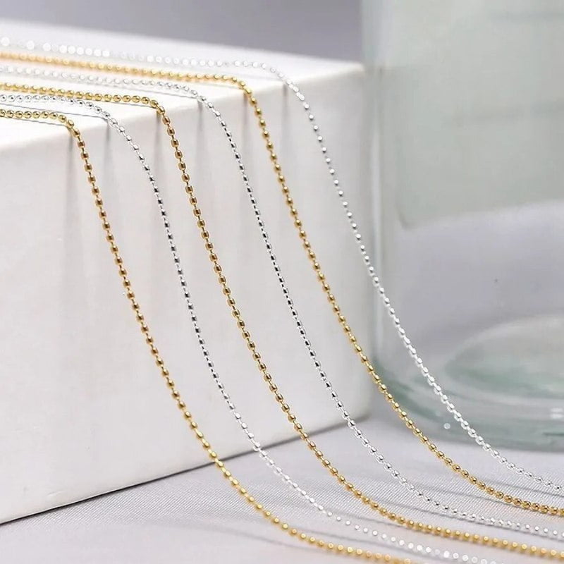 1M/Pack 0.8mm Gold Silver Nail Bead Chain Charm Ellipse Stone Nail Art Decorations Giltter Metal Steel Ball Jewelry Accessory
