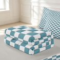 thumbnail image 6 of Manfei Minimalist Check Zipper Full Size Comforter Sets with Fitted Sheet and 2 Pillowcases,Classic Plaid Zipper Bedding Set,Blue White,Light Gray Reversible,4pcs, 6 of 8