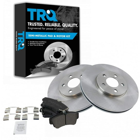 TRQ Front Brake Pad & Rotor Kit Brake Pads Brake Rotor Semi-Metallic Fits Select 2001-2010 Chrysler PT Cruiser 2003-2005 Dodge Neon