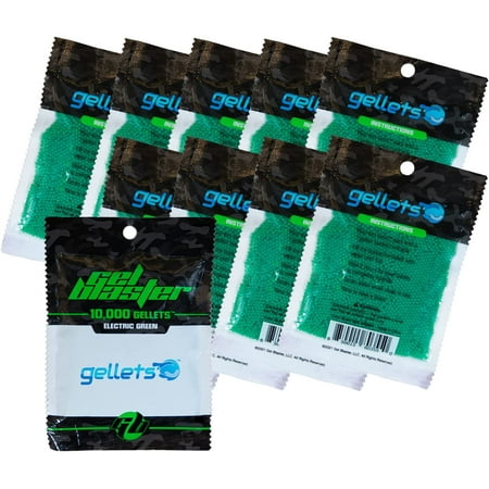 Gel Blaster Gellets Water Bead Blaster Ammo, Non-Toxic, 10k Count, Electric Green