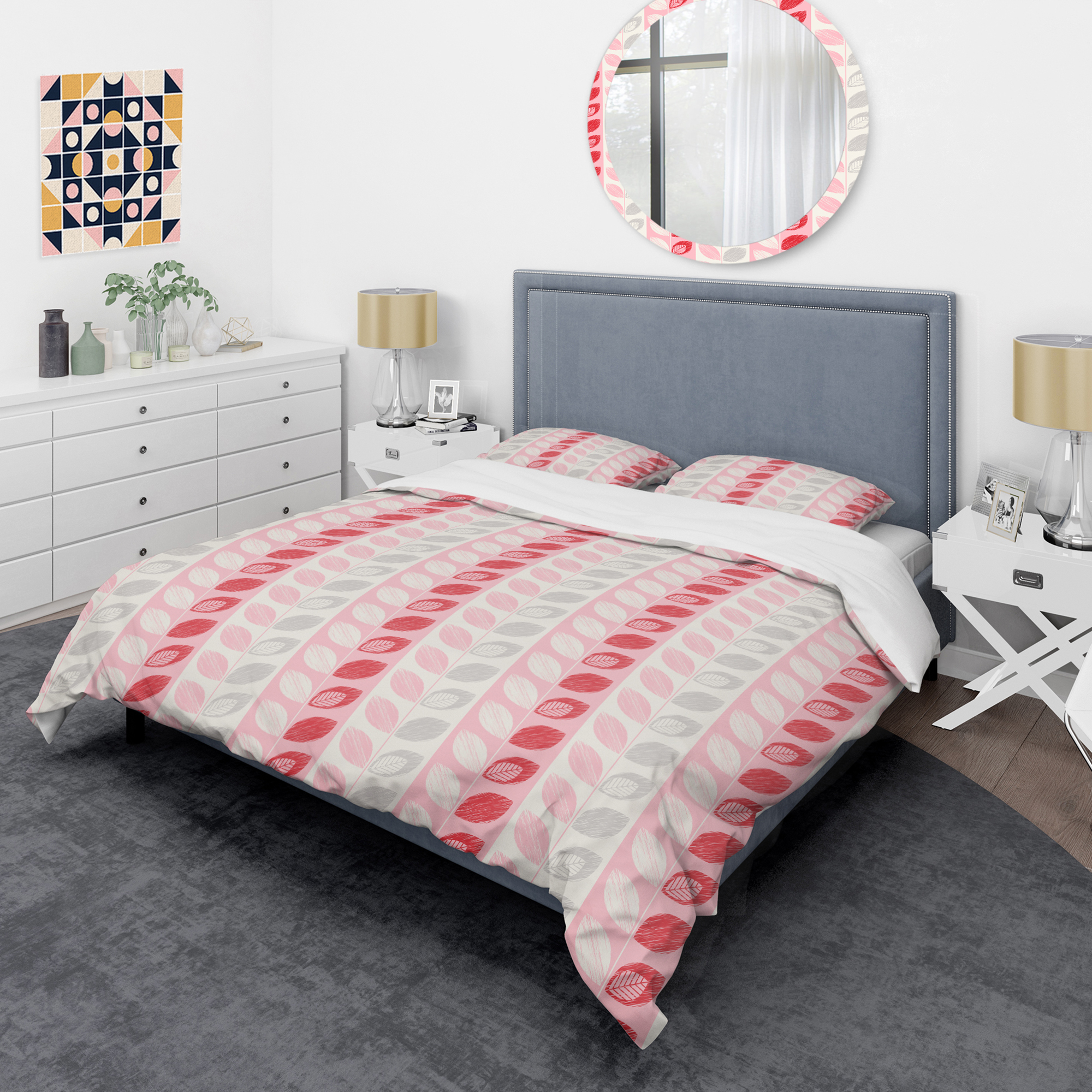 Designart 'Botanical Retro Design I' Mid-Century Modern Duvet Cover Set